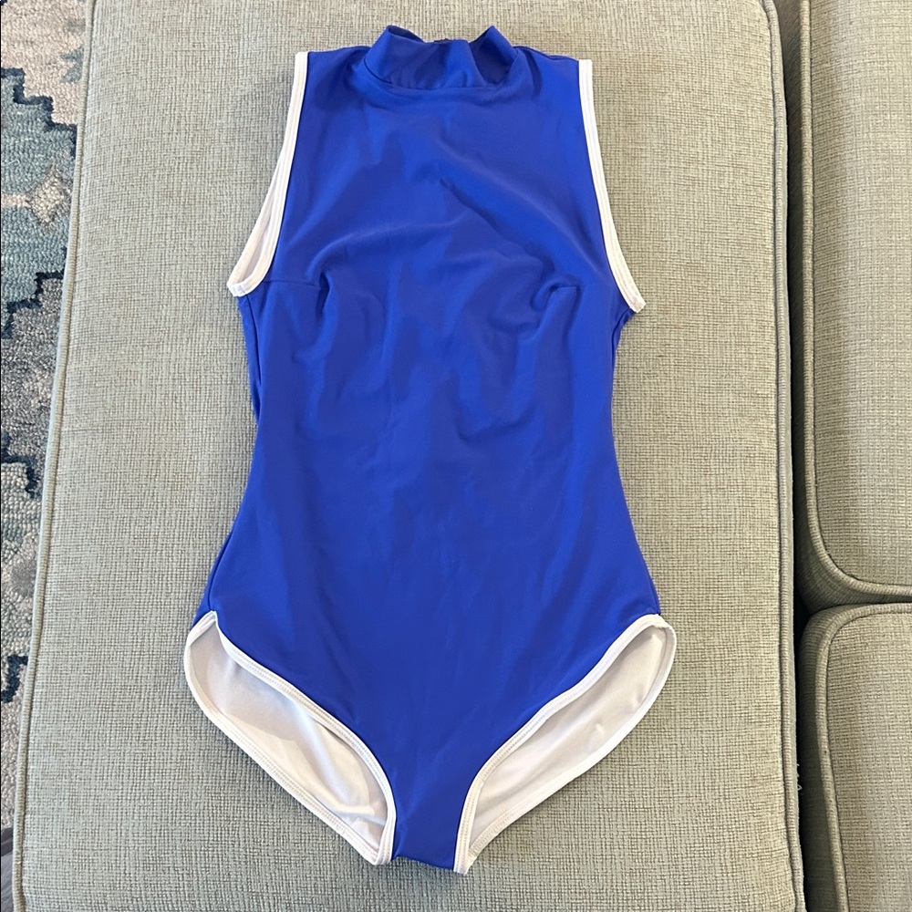 NEW WOT Salt Gypsy Jade bright blue white trim high neck surf swimsuit - Picture 4 of 12